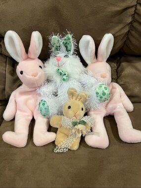 GAF Pink and White Bunny Plush bundle with bonus mini bunny